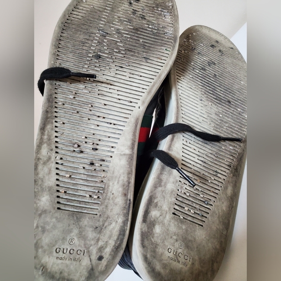 GUCCI SNEAKERS GG SIGNATURE SIZE 12 HIGHTOP 221825 LEATHER GUCCISSIMA black men - Picture 8 of 11